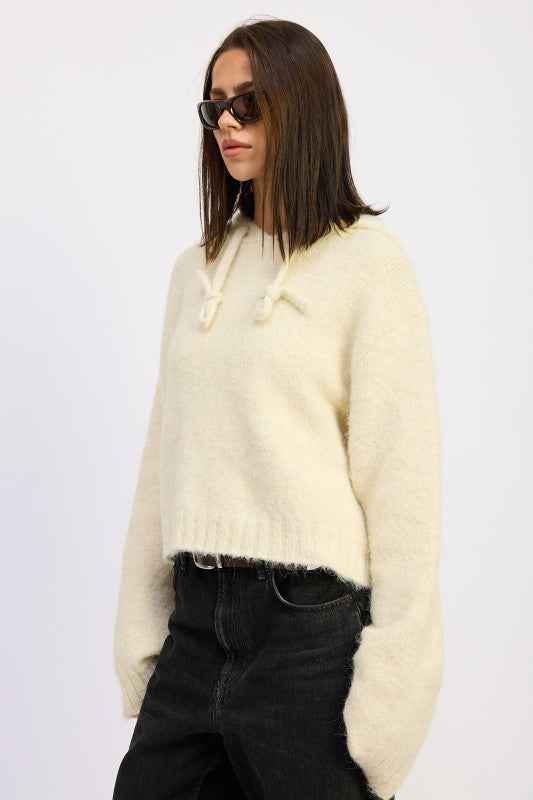 FRINGE HOODIE WITH DRAWSTRINGS