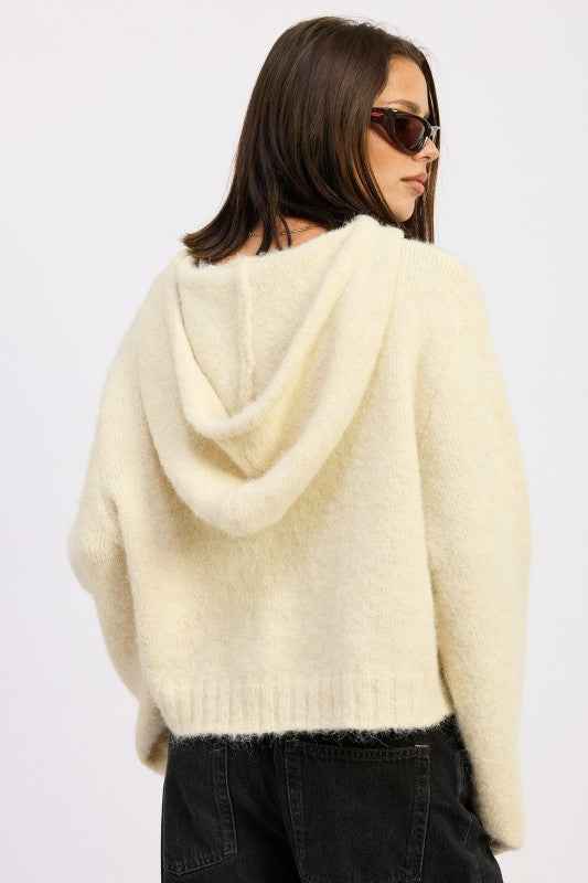 FRINGE HOODIE WITH DRAWSTRINGS