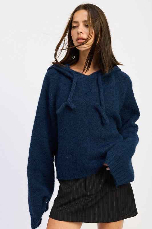 FRINGE HOODIE WITH DRAWSTRINGS