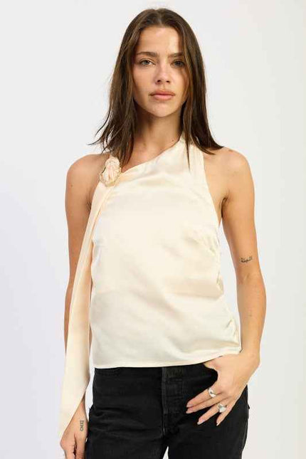 ONE SHOULDER TOP WITH SCARF DETAIL