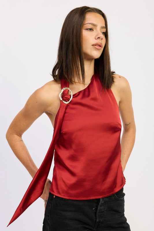 ONE SHOULDER TOP WITH SCARF DETAIL