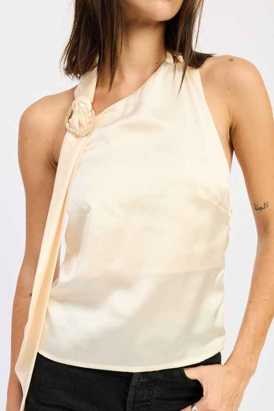 ONE SHOULDER TOP WITH SCARF DETAIL