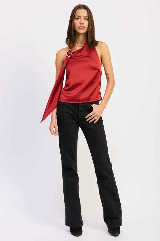 ONE SHOULDER TOP WITH SCARF DETAIL