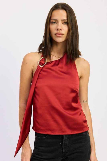 ONE SHOULDER TOP WITH SCARF DETAIL