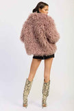 SHAGGY FAUR FUR COAT WITH COLLAR