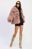 SHAGGY FAUR FUR COAT WITH COLLAR