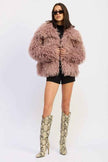 SHAGGY FAUR FUR COAT WITH COLLAR