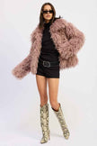 SHAGGY FAUR FUR COAT WITH COLLAR