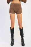 SWEATER MICRO SHORTS WITH LACE DETAIL