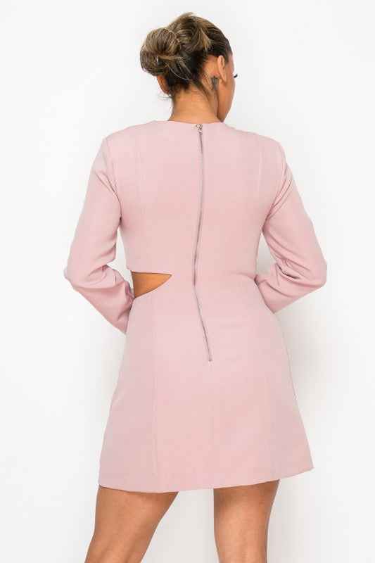 Elegant Cut Out in Long Sleeve Mini Dress