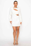 Elegant Cut Out in Long Sleeve Mini Dress