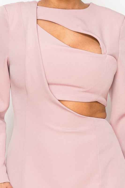 Elegant Cut Out in Long Sleeve Mini Dress