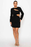 Elegant Cut Out in Long Sleeve Mini Dress