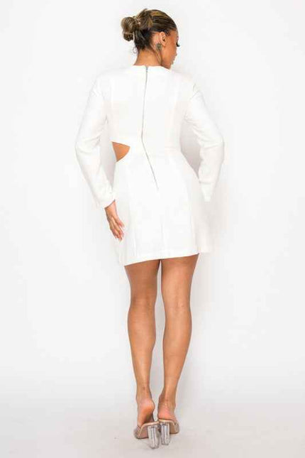 Elegant Cut Out in Long Sleeve Mini Dress