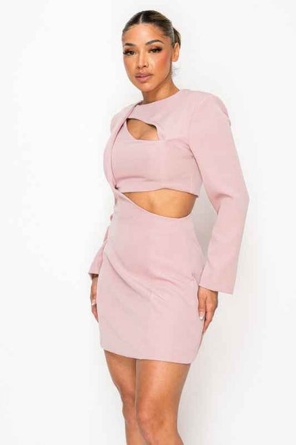 Elegant Cut Out in Long Sleeve Mini Dress