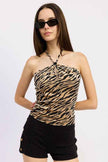 HALTER ZEBRA BURNOUT TOP