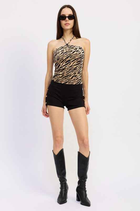 HALTER ZEBRA BURNOUT TOP