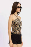 HALTER ZEBRA BURNOUT TOP