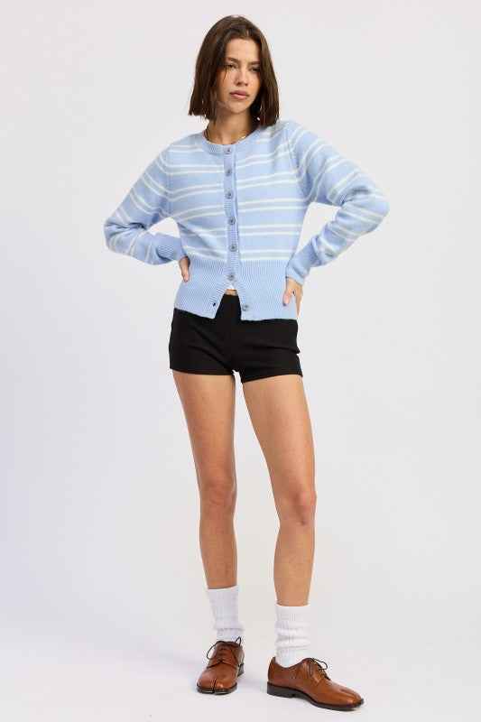 BUTTON DOWN STRIPED CARDIGAN