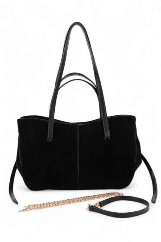 Faux Suede Multi Strap Tote Bag