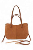 Faux Suede Multi Strap Tote Bag