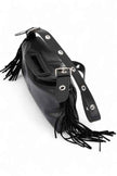 Leather Fringe Top Handle Convertible Shoulder Bag