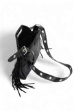 Leather Fringe Top Handle Convertible Shoulder Bag