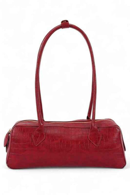 Croc Embossed Iconic Barrel Shoulder Bag