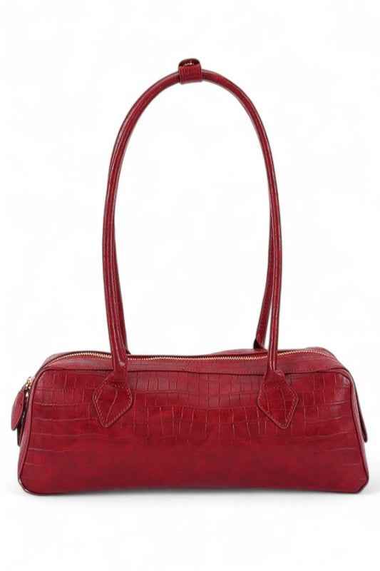Croc Embossed Iconic Barrel Shoulder Bag