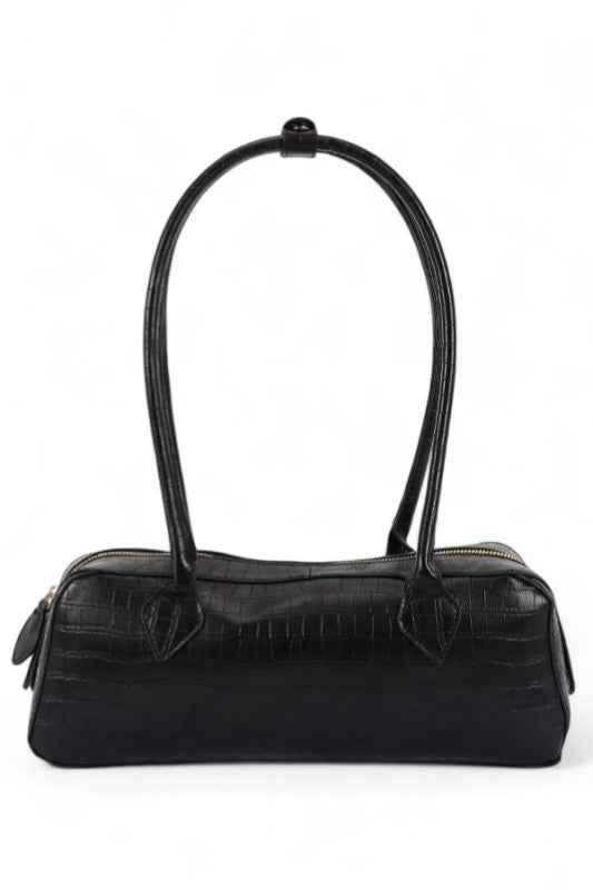 Croc Embossed Iconic Barrel Shoulder Bag