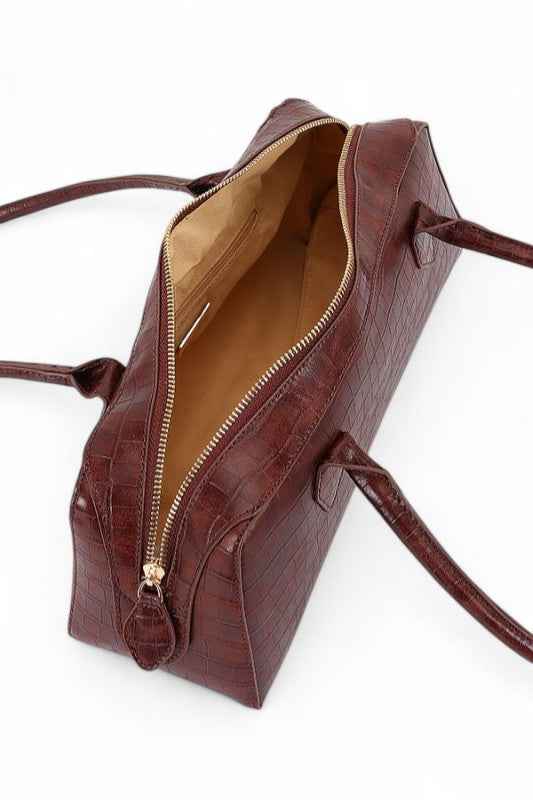 Croc Embossed Iconic Barrel Shoulder Bag