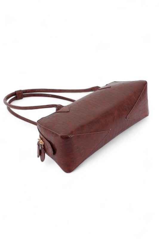Croc Embossed Iconic Barrel Shoulder Bag