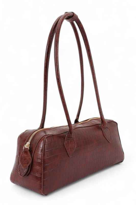 Croc Embossed Iconic Barrel Shoulder Bag