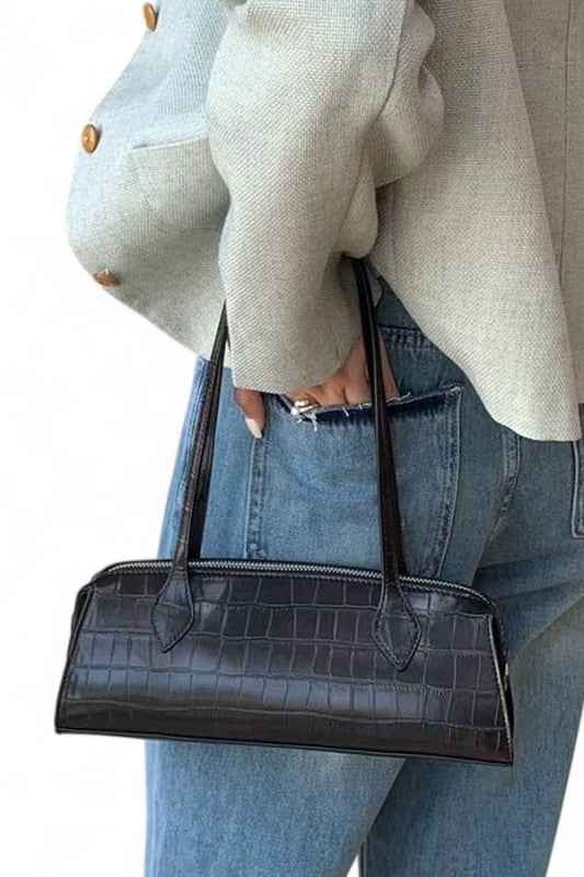 Croc Embossed Iconic Barrel Shoulder Bag