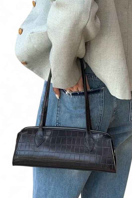 Croc Embossed Iconic Barrel Shoulder Bag