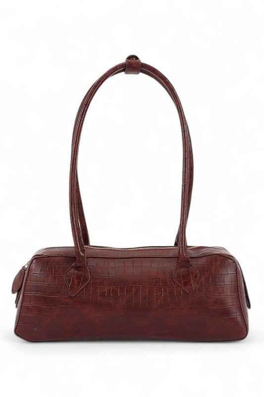 Croc Embossed Iconic Barrel Shoulder Bag