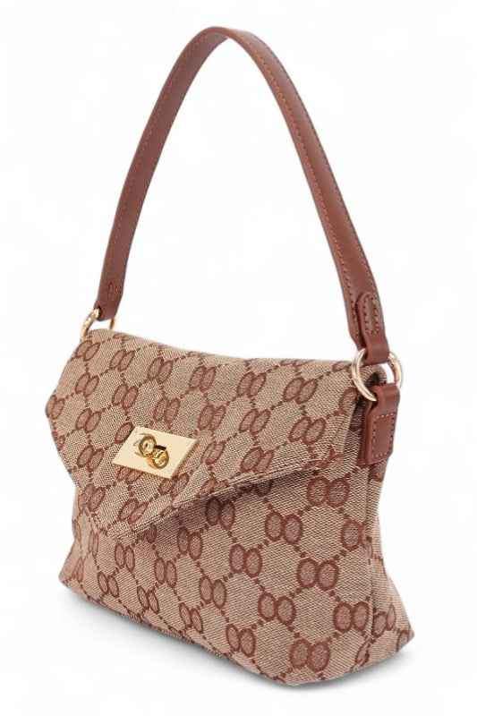 Iconic Jaquard Turn Lock Shoulder Bag