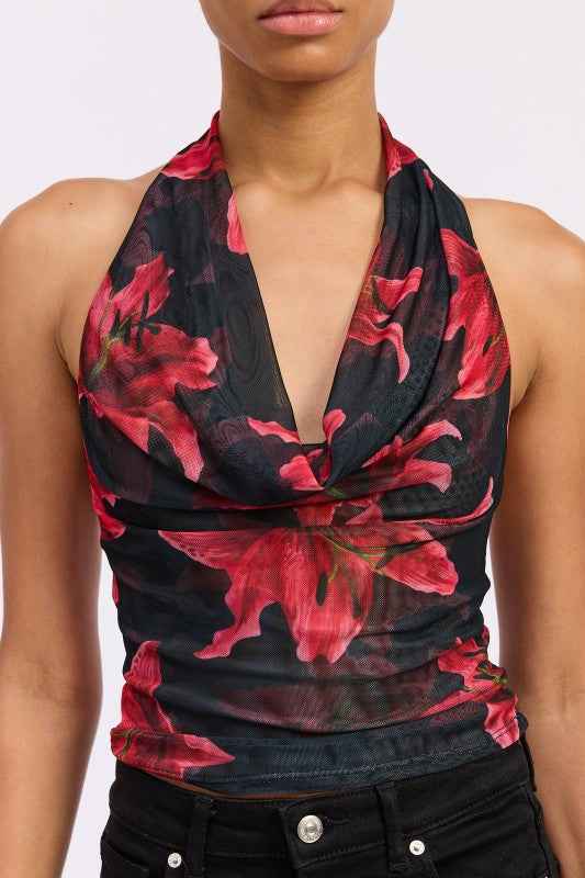 HALTER COWL NECK TOP