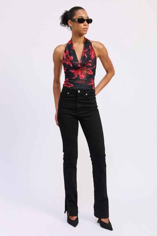 HALTER COWL NECK TOP