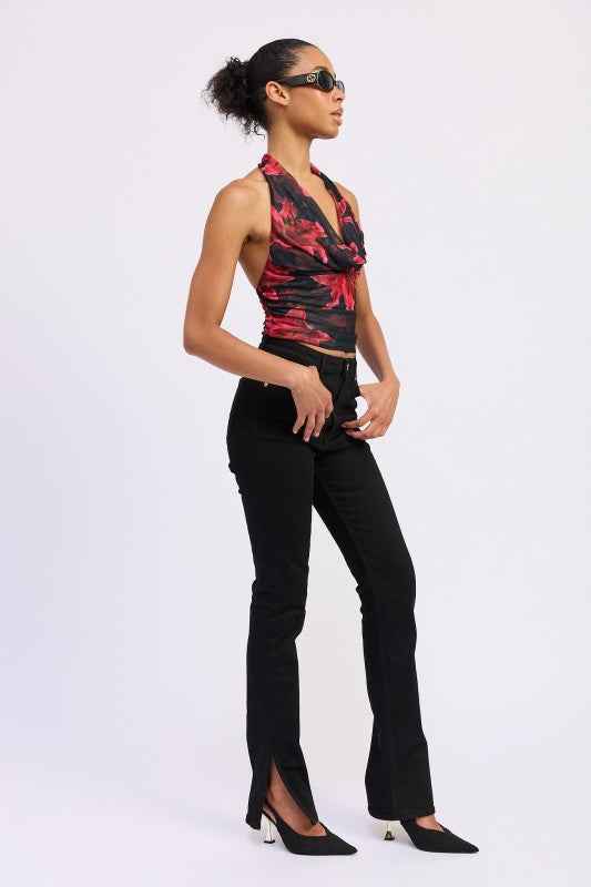 HALTER COWL NECK TOP