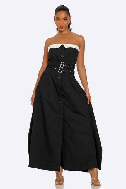 Chic Reinvented Trench Maxi Dress