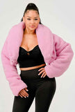 Pink Teddy Crop Jacket