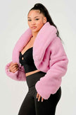 Pink Teddy Crop Jacket