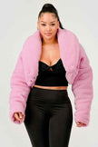 Pink Teddy Crop Jacket