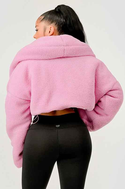 Pink Teddy Crop Jacket