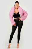 Pink Teddy Crop Jacket