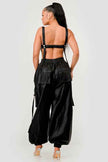 Black Utility Crop Top & Cargo Pant Set