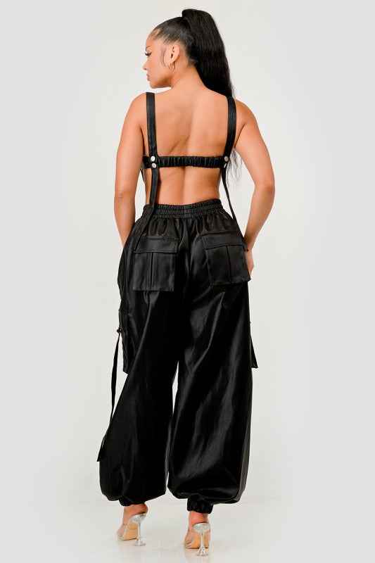 Black Utility Crop Top & Cargo Pant Set