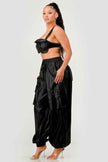 Black Utility Crop Top & Cargo Pant Set