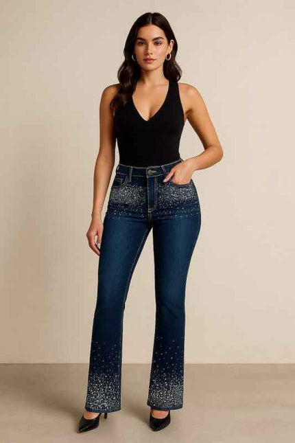 Rhinestone Bootcut Jean Premium Stretch Denim
